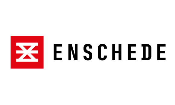 logo gemeente Enschede met links rood icoon en rechts de tekst Enschede